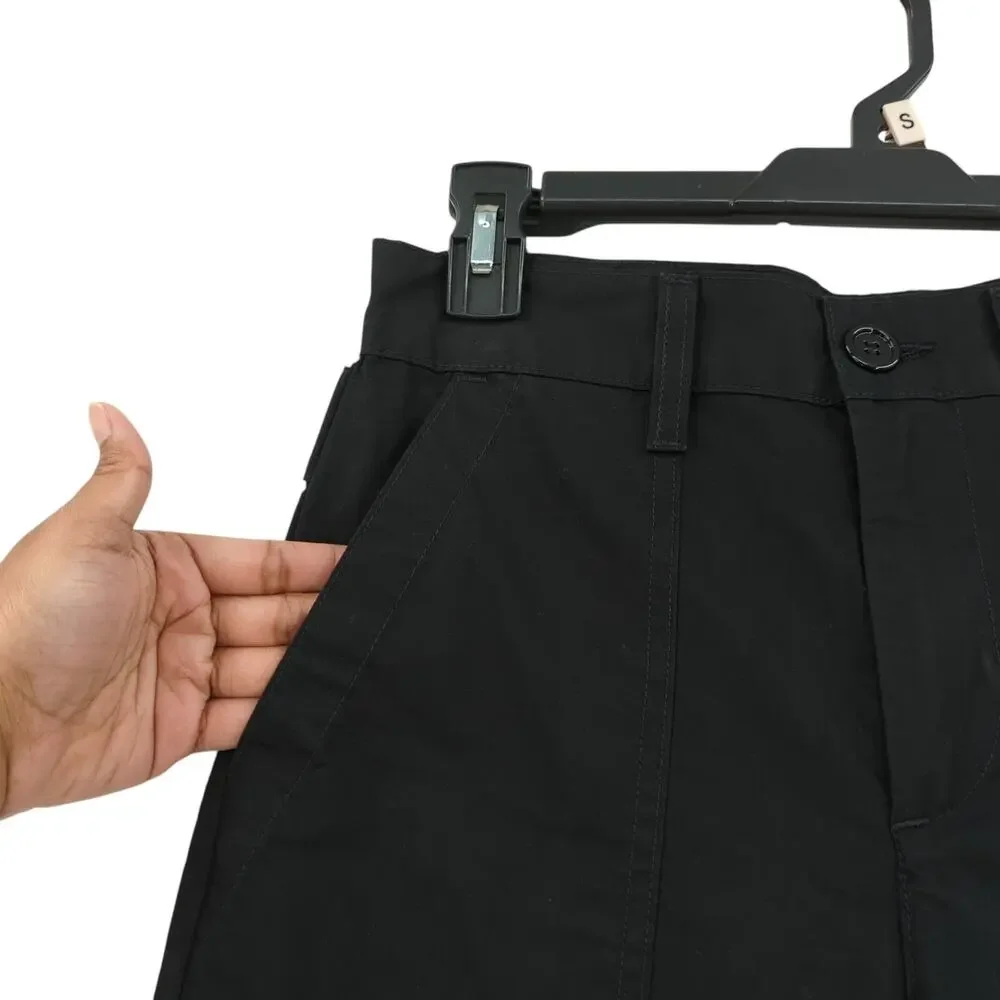 Agolde Women 24 Daria Utility Pants Black Lightweight Straight Leg Cropped Cargo